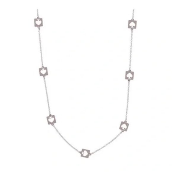 Kate Spade Hole Punch Silver Logo Long Necklace - Picture 2 of 7
